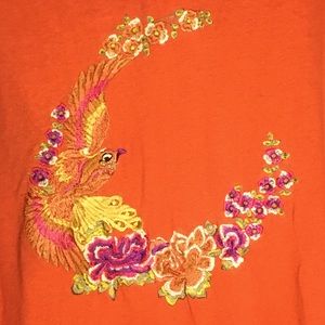 Free People Vintage Nightbird Embroidered Long Sleeve Sweater